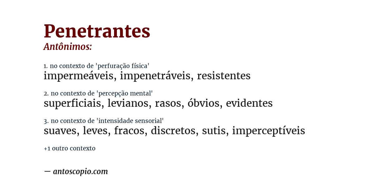 Antônimo de penetrantes
