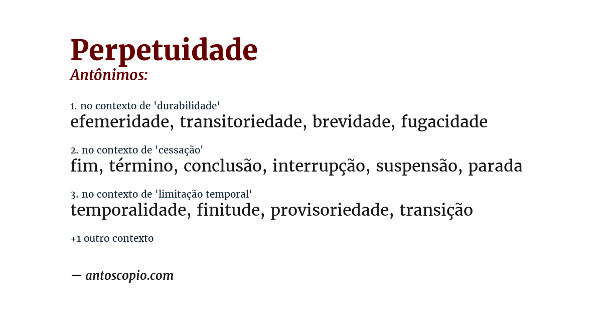Antônimo de perpetuidade
