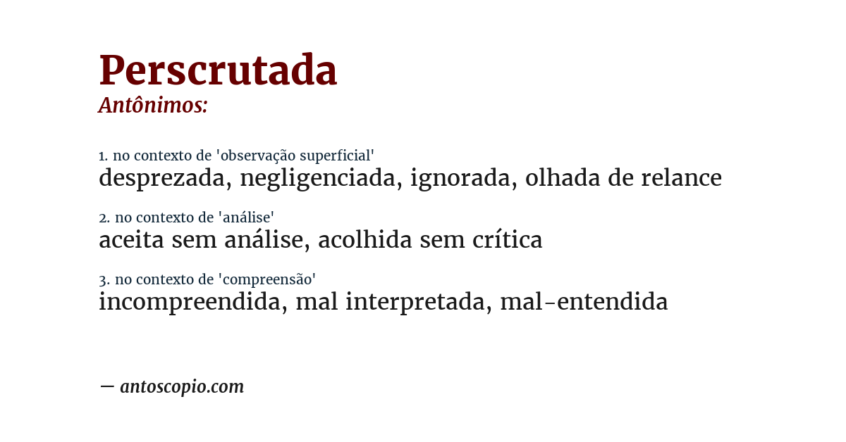 Antônimo de perscrutada