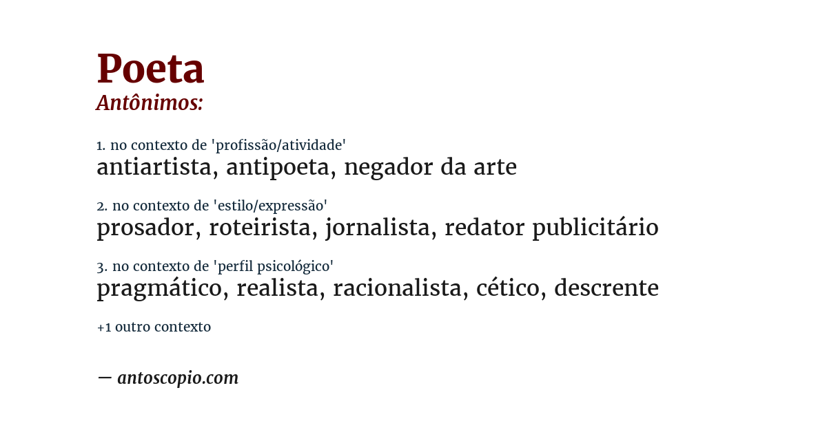 Antônimo de poeta