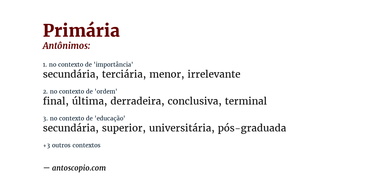 Antônimo de primária