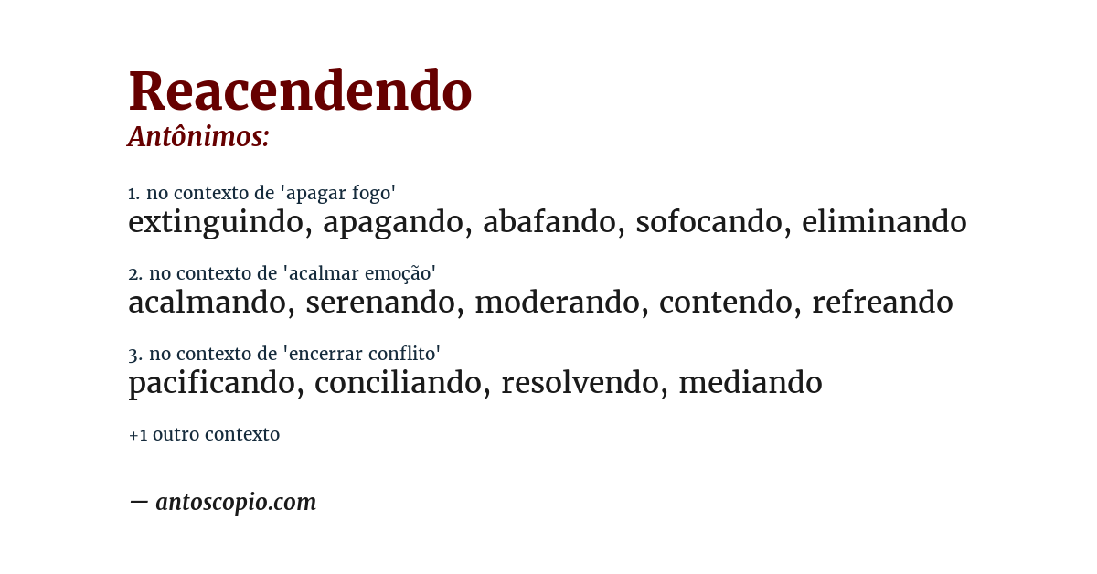 Antônimo de reacendendo