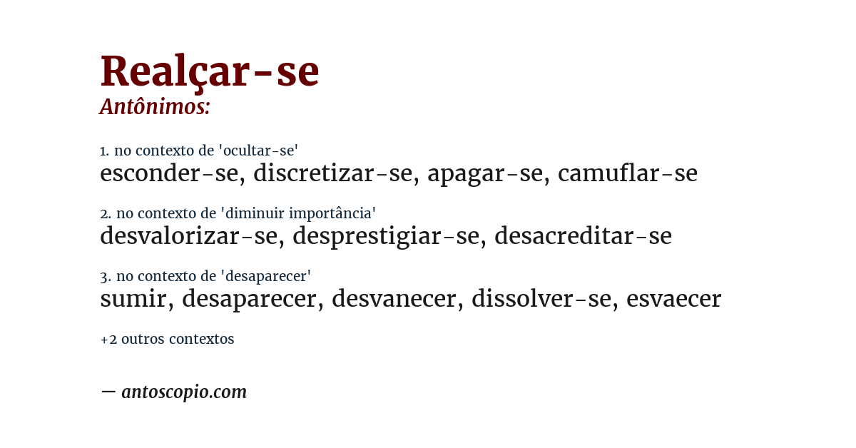 Antônimo de realçar-se