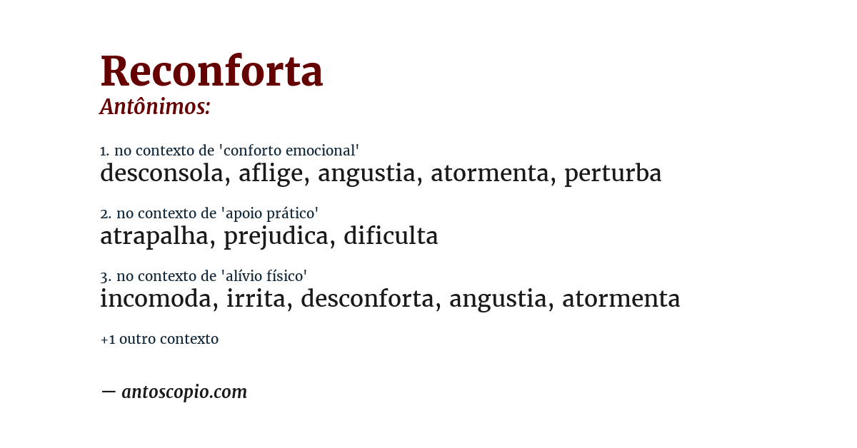 Antônimo de reconforta