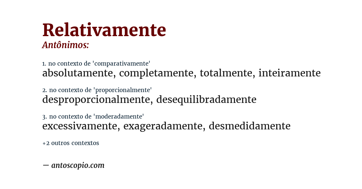 Antônimo de relativamente