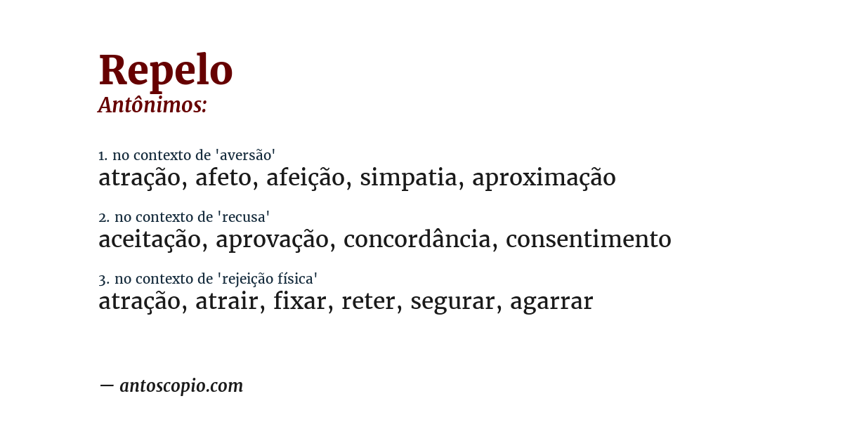 Antônimo de repelo