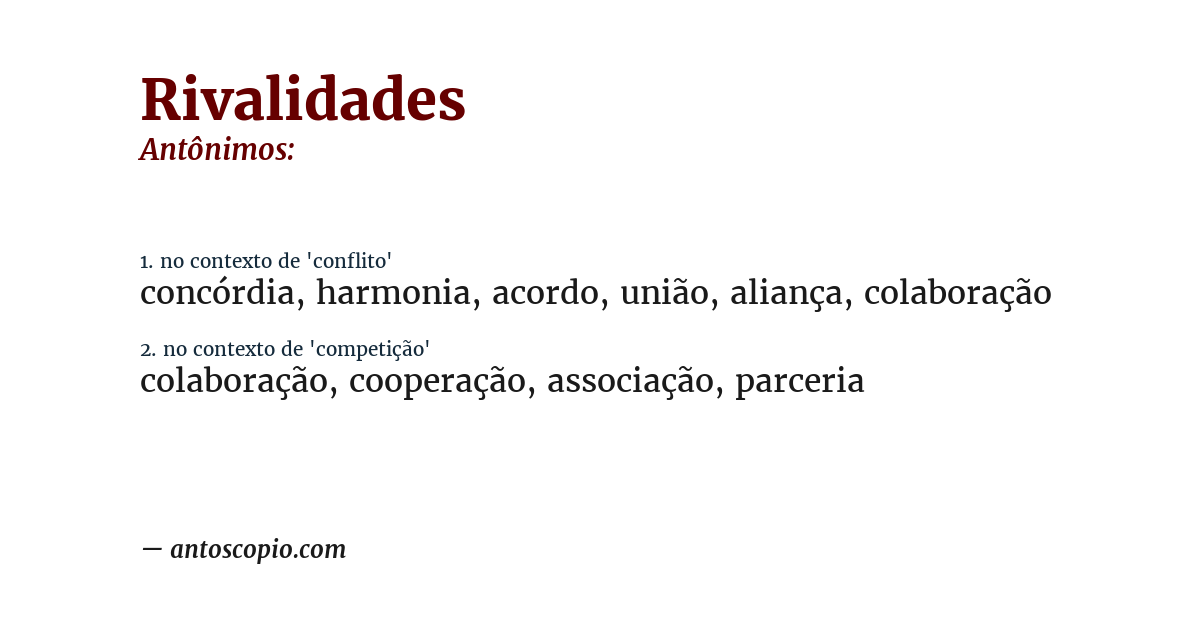 Antônimo de rivalidades