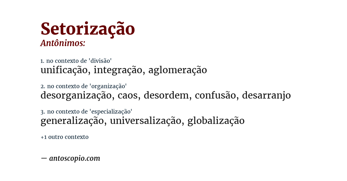 Antônimo de setorização