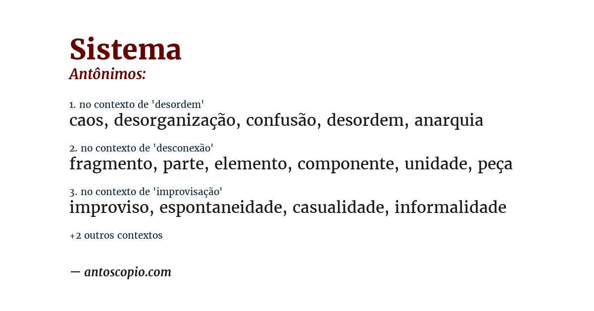 Antônimo de sistema