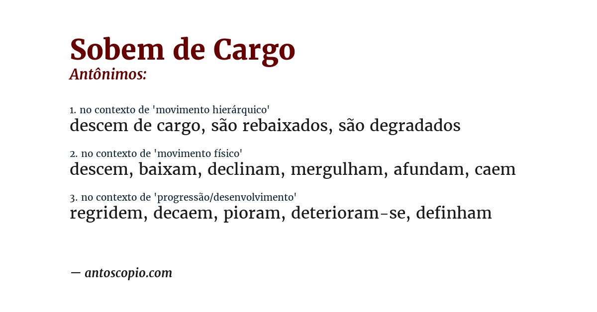 Antônimo de sobem de cargo