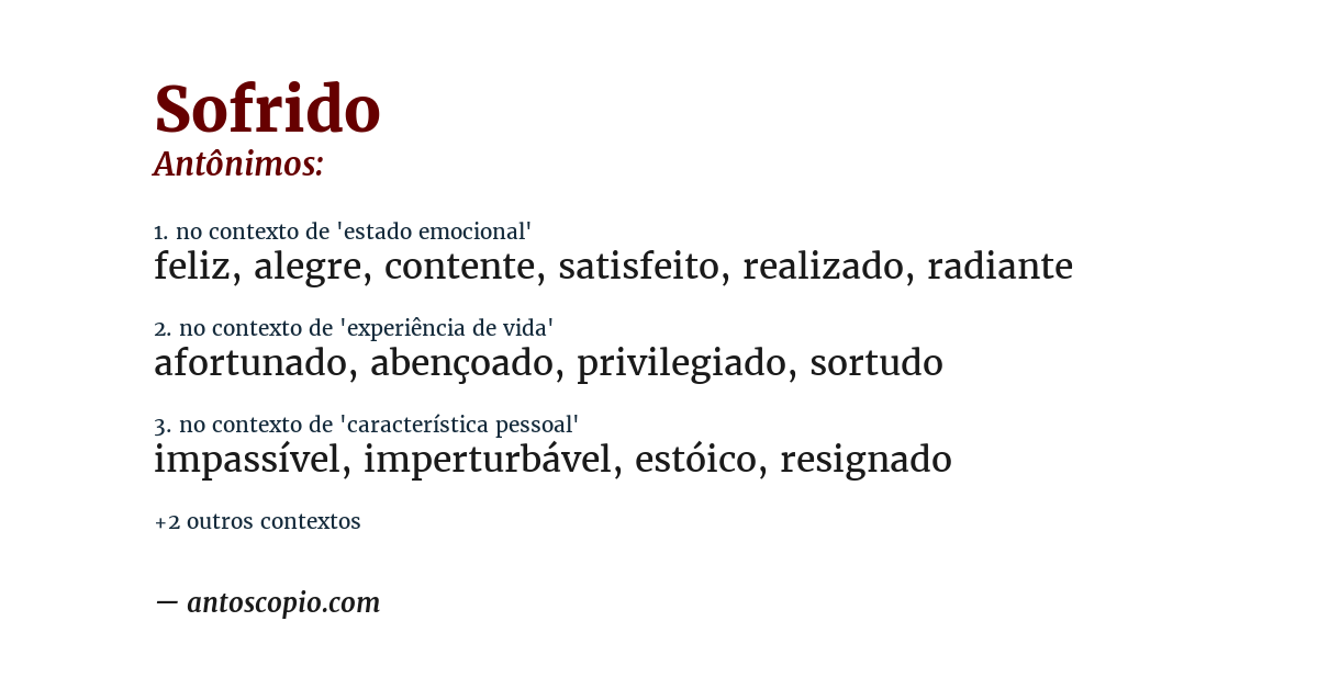 Antônimo de sofrido