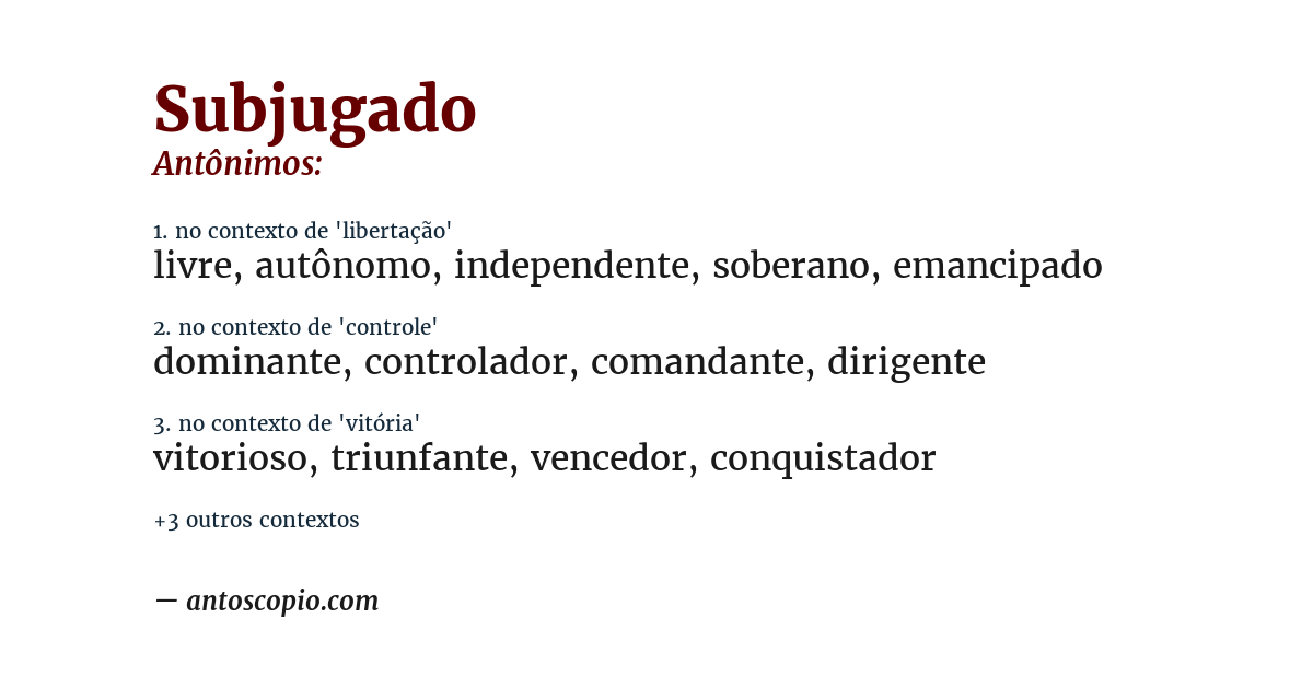 Antônimo de subjugado