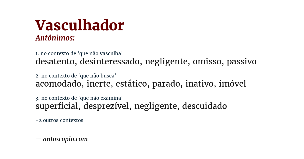 Antônimo de vasculhador