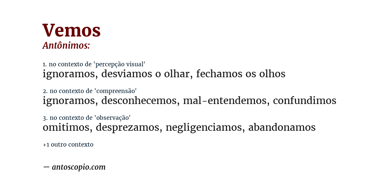 Antônimo de vemos