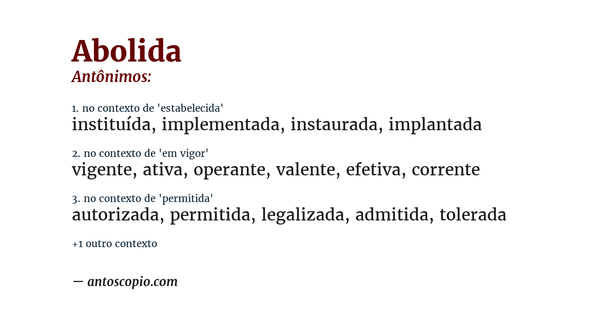 Antônimo de abolida