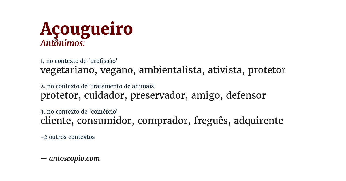 Antônimo de açougueiro