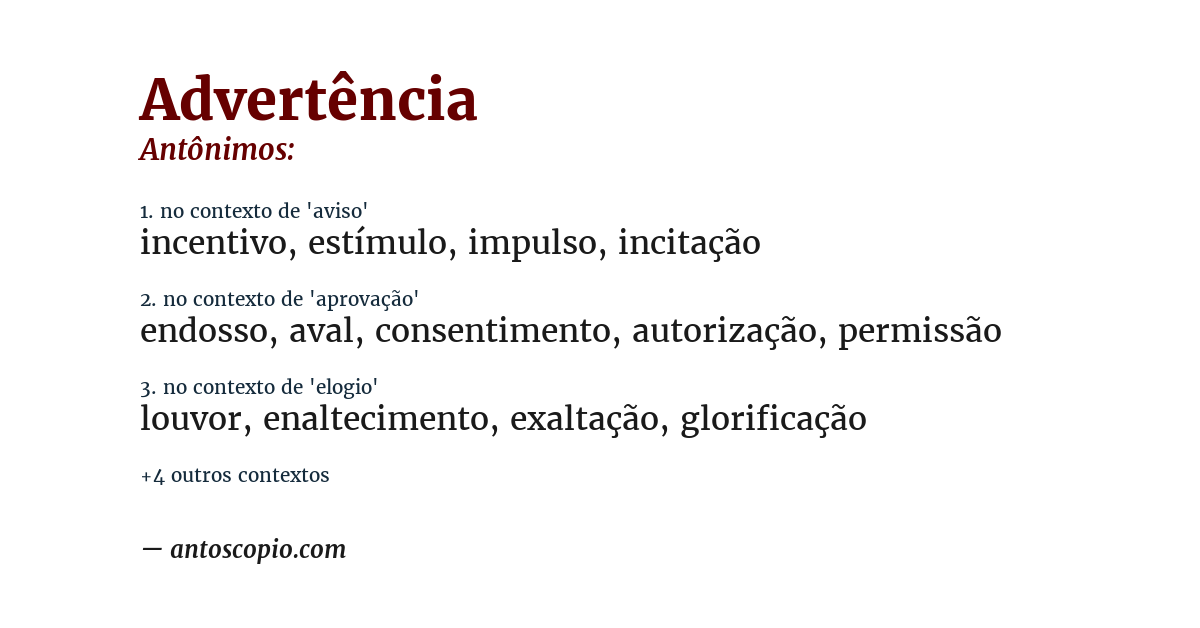 Antônimo de advertência
