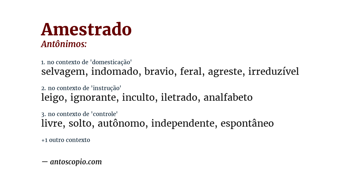 Antônimo de amestrado