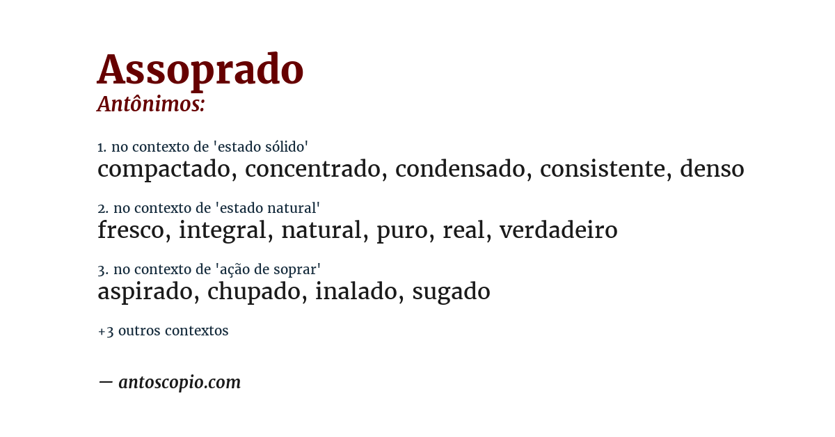 Antônimo de assoprado