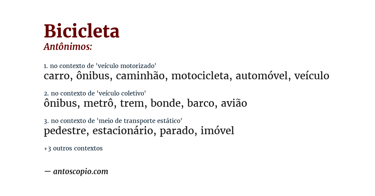 Antônimo de bicicleta