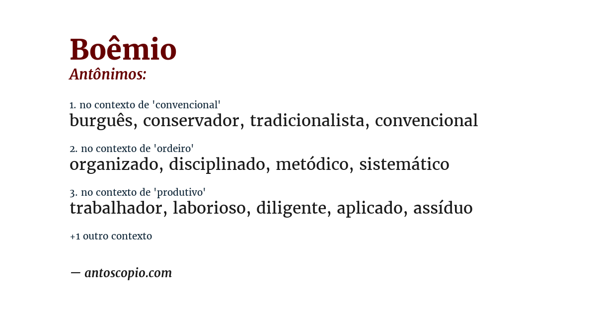 Antônimo de boêmio