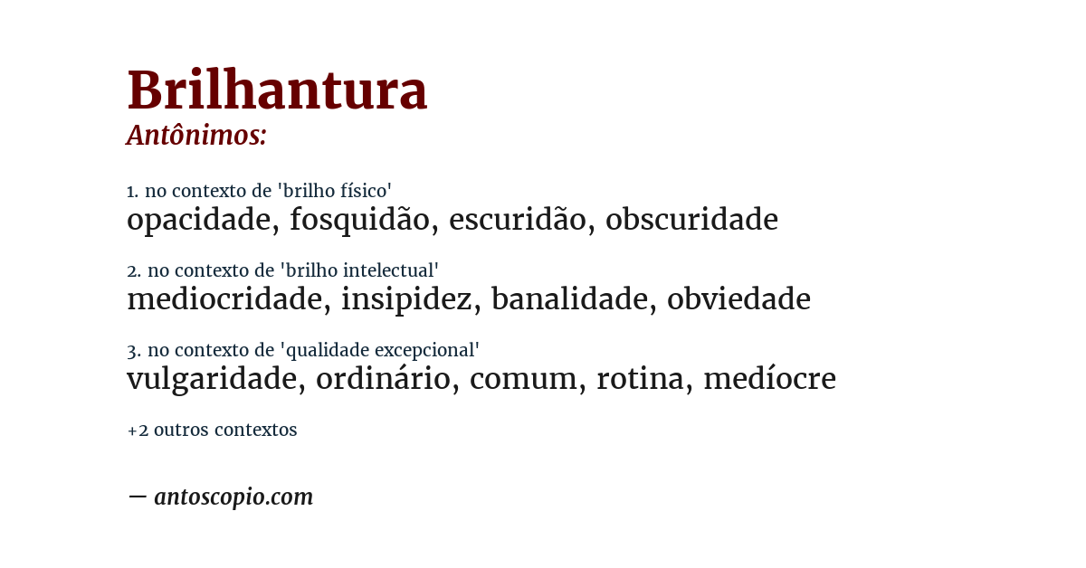 Antônimo de brilhantura
