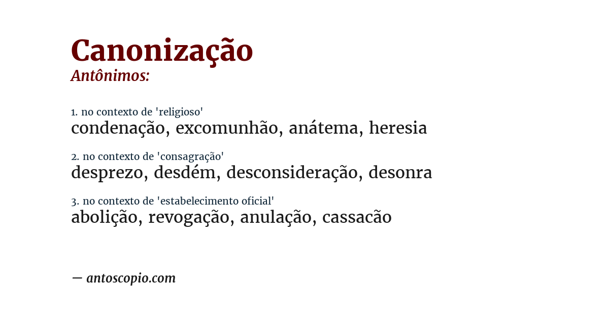 Antônimo de canonização