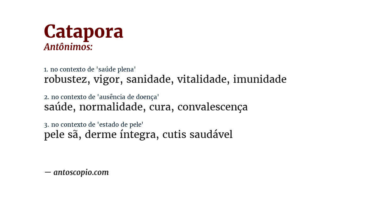 Antônimo de catapora