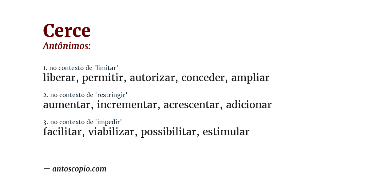 Antônimo de cerce