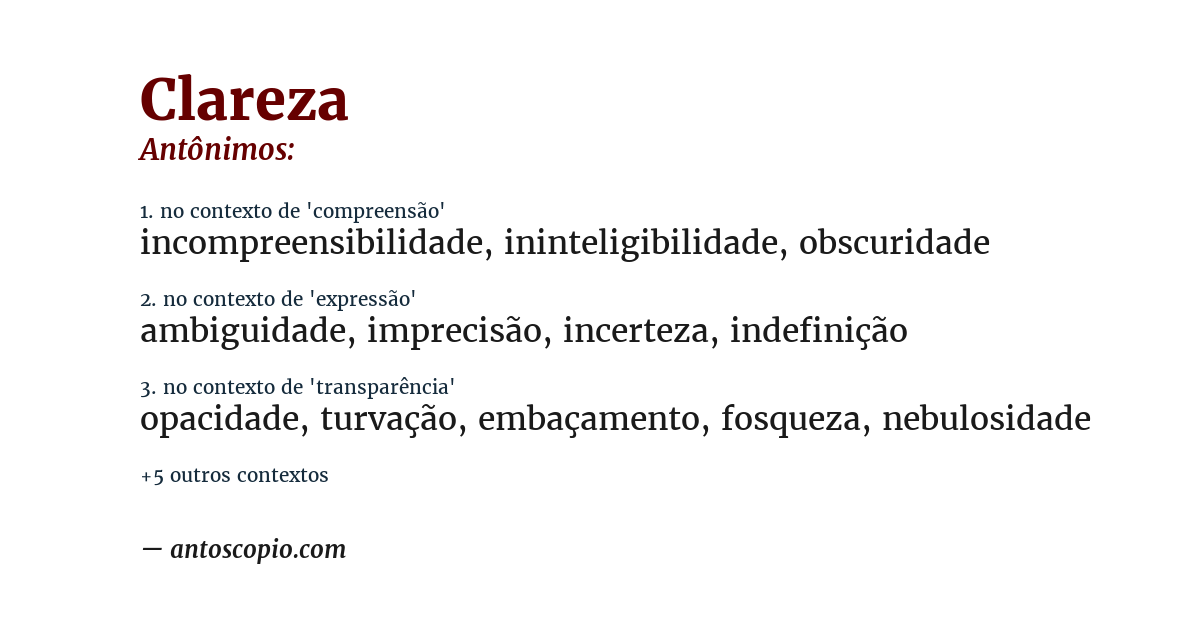 Antônimo de clareza