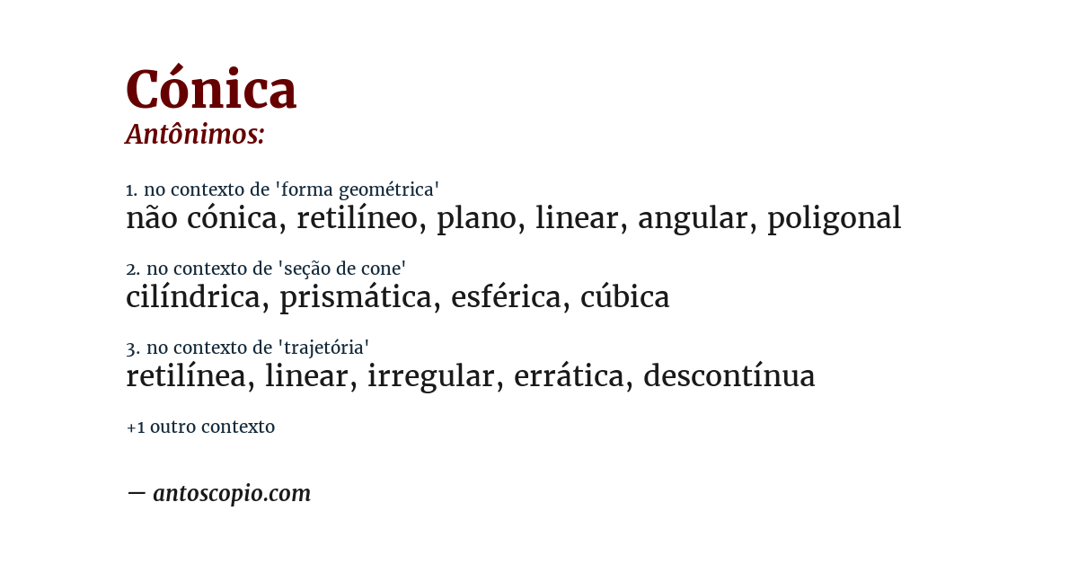 Antônimo de cónica