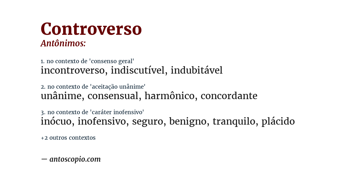 Antônimo de controverso