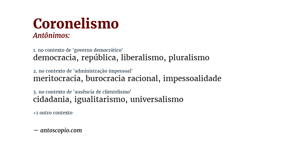 Antônimo de coronelismo
