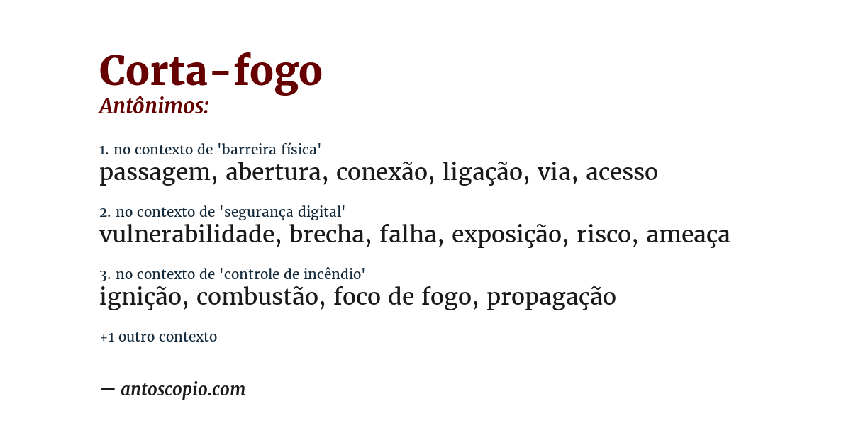 Antônimo de corta-fogo
