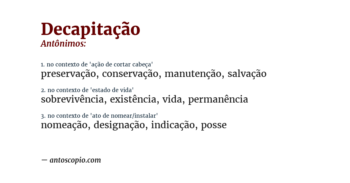 Antônimo de decapitação