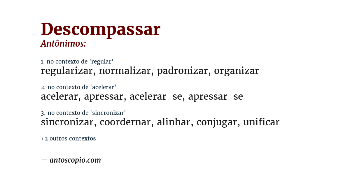 Antônimo de descompassar