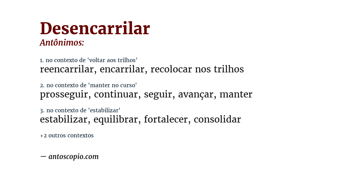 Antônimo de desencarrilar