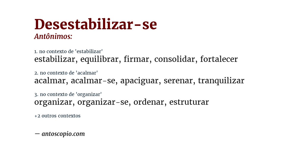 Antônimo de desestabilizar-se