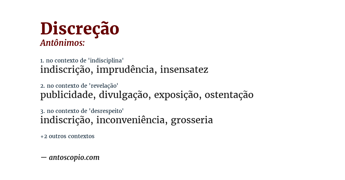 Antônimo de discreção