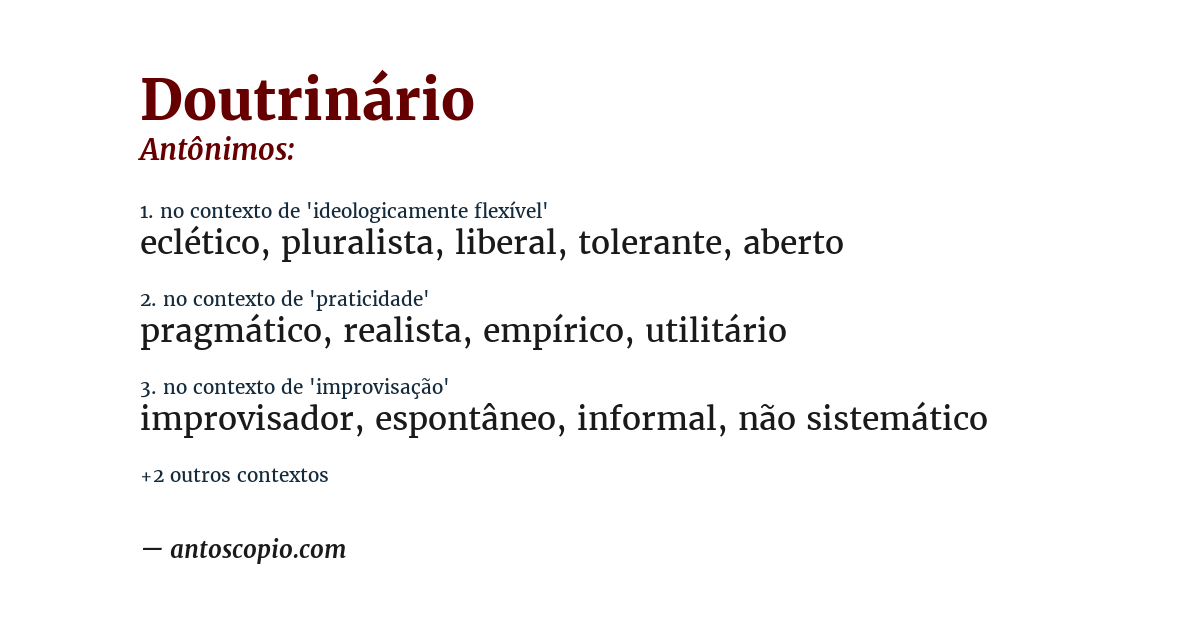 Antônimo de doutrinário
