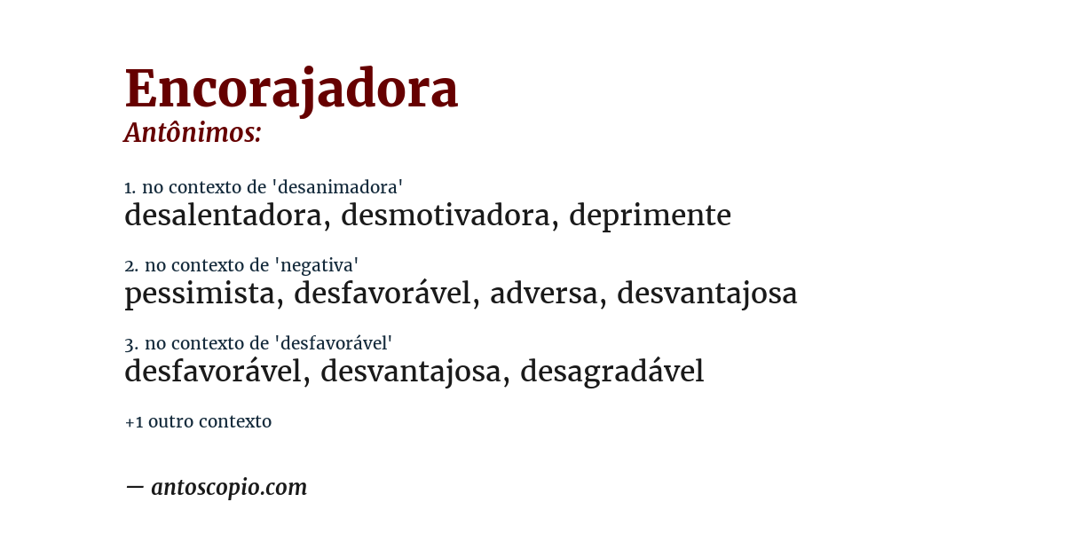 Antônimo de encorajadora