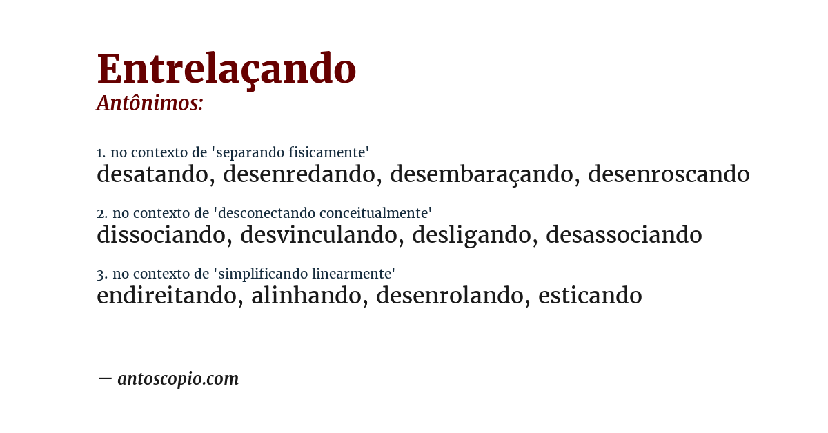Antônimo de entrelaçando