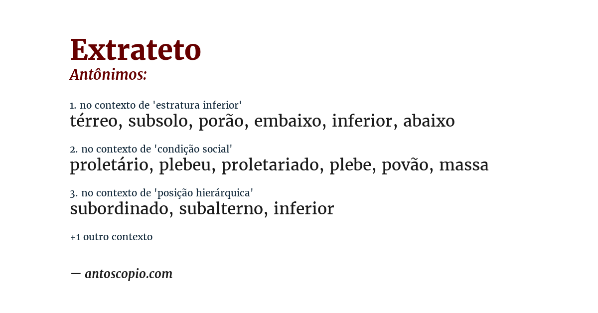 Antônimo de extrateto