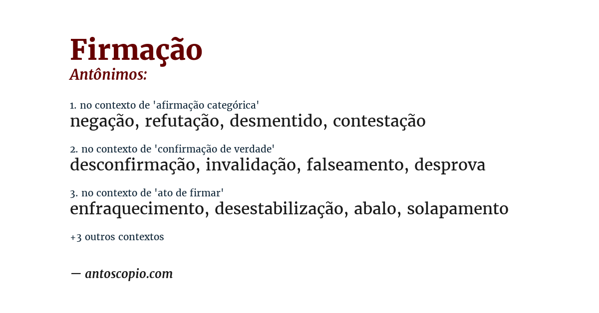 Antônimo de firmação