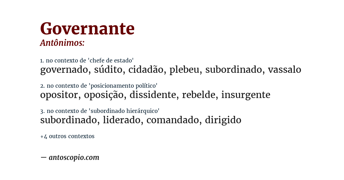 Antônimo de governante