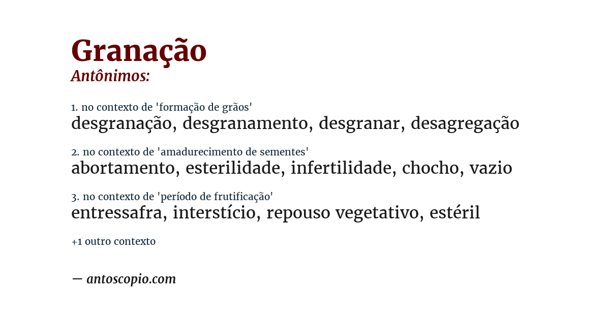 Antônimo de granação