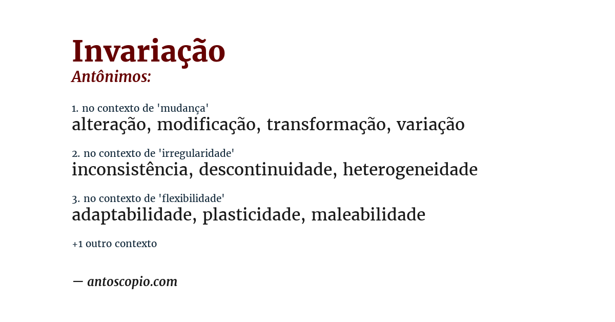 Antônimo de invariação