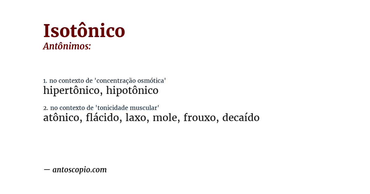Antônimo de isotônico