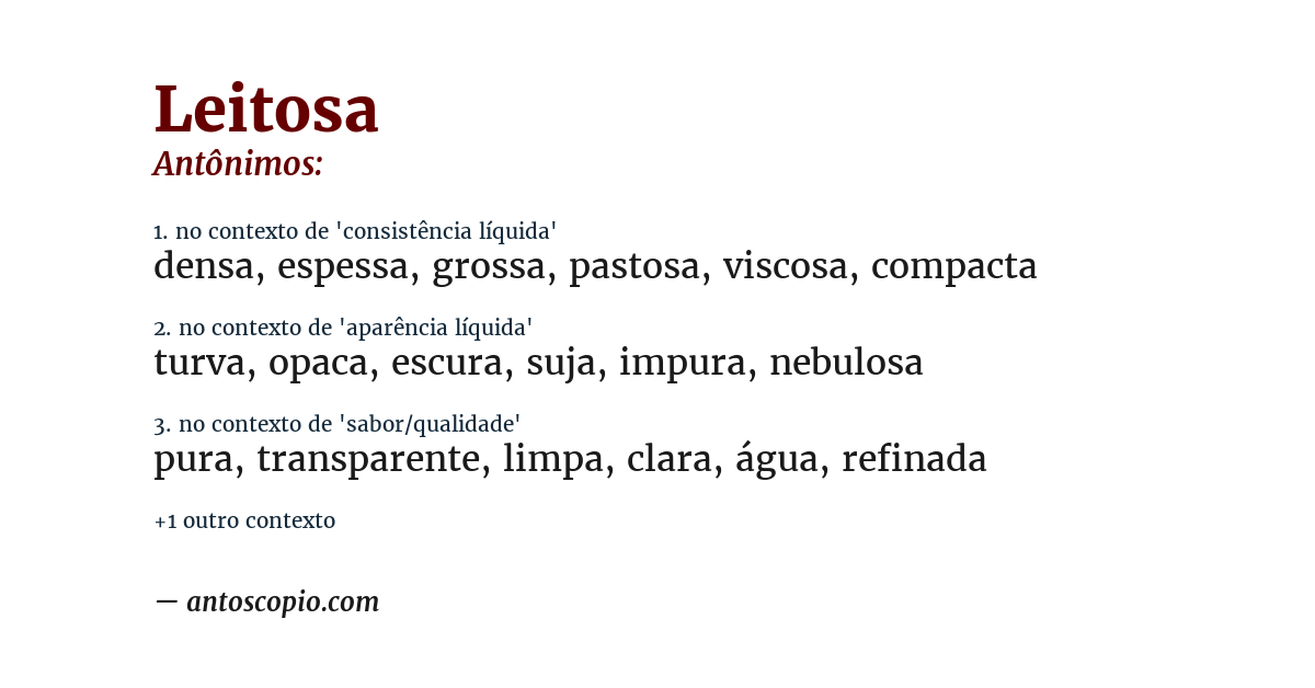 Antônimo de leitosa