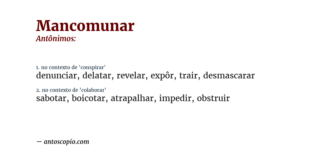 Antônimo de mancomunar